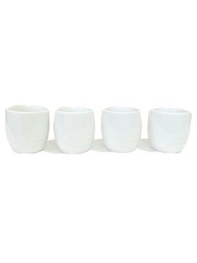 Porcelain Ceramic Sake Cups Set Made in Japan White Textured Mini Mug Japanese